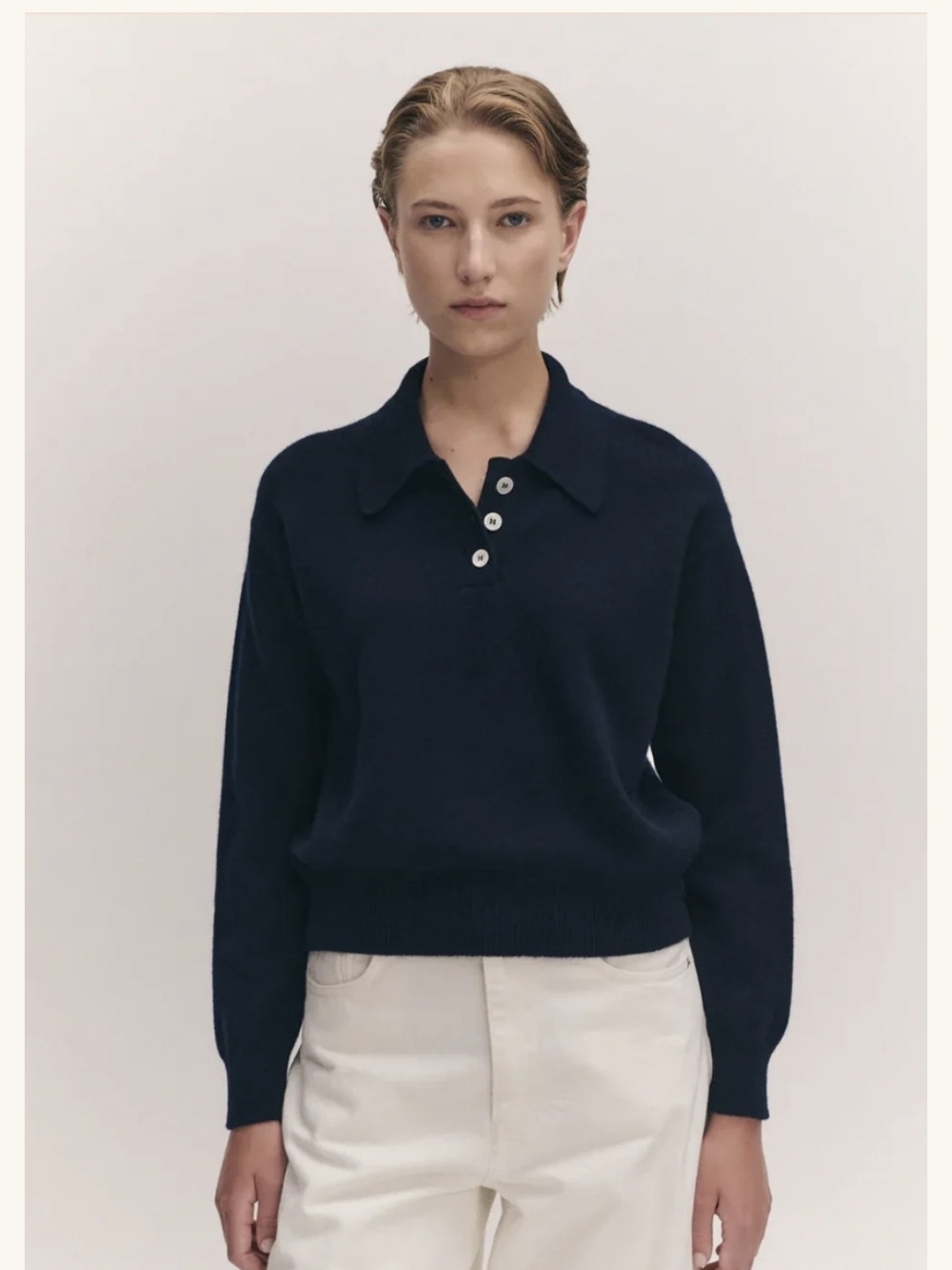 J. Crew CASHMERE NAVY-Collar Knit Sweater